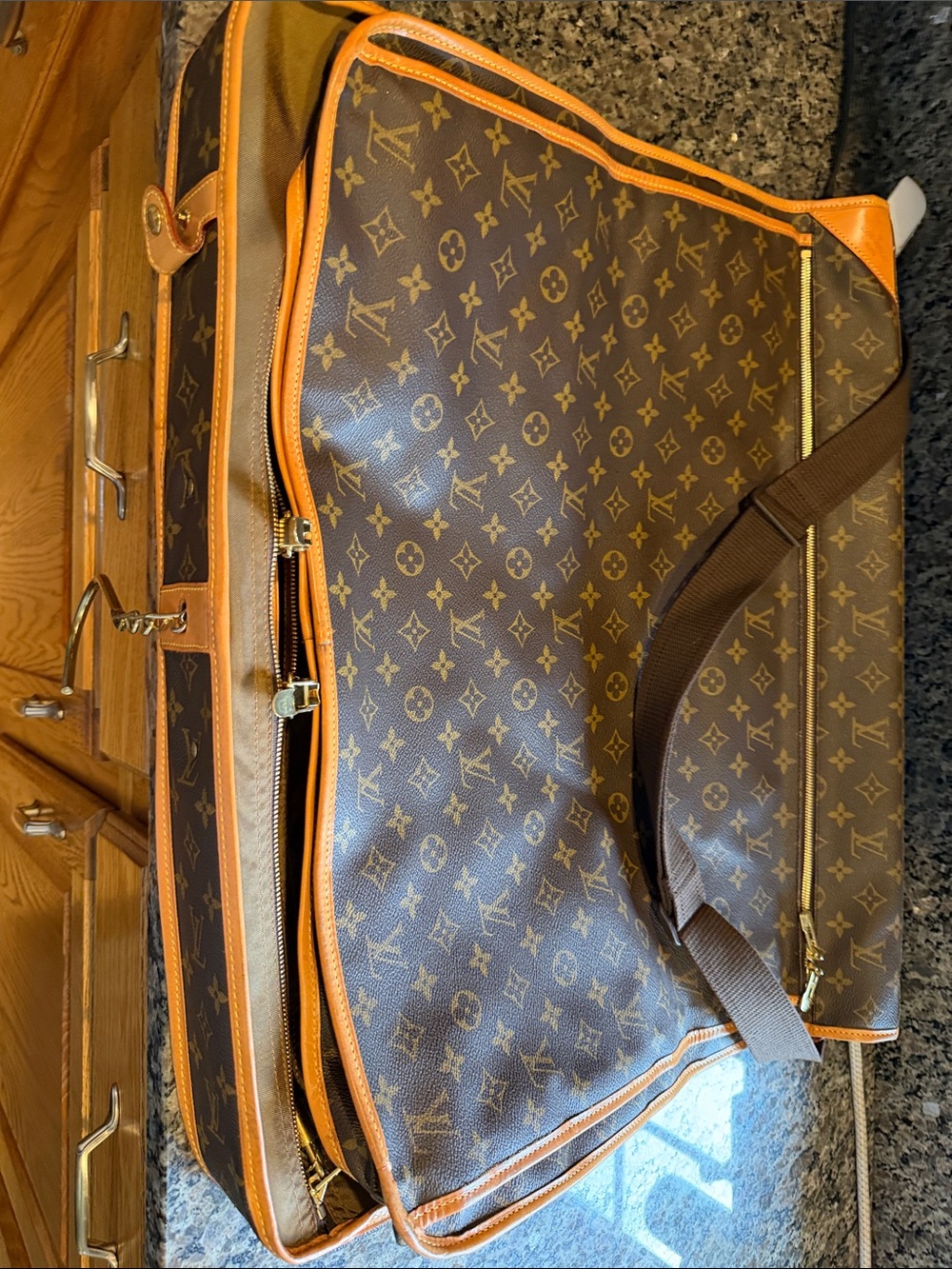Louis Vuitton Brown Monogram Canvas Travel Duffel with Tan Trim